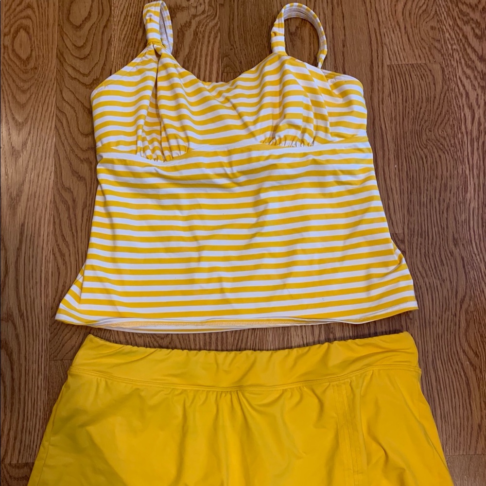 Land’s End Size 16 yellow and white Tankini Set